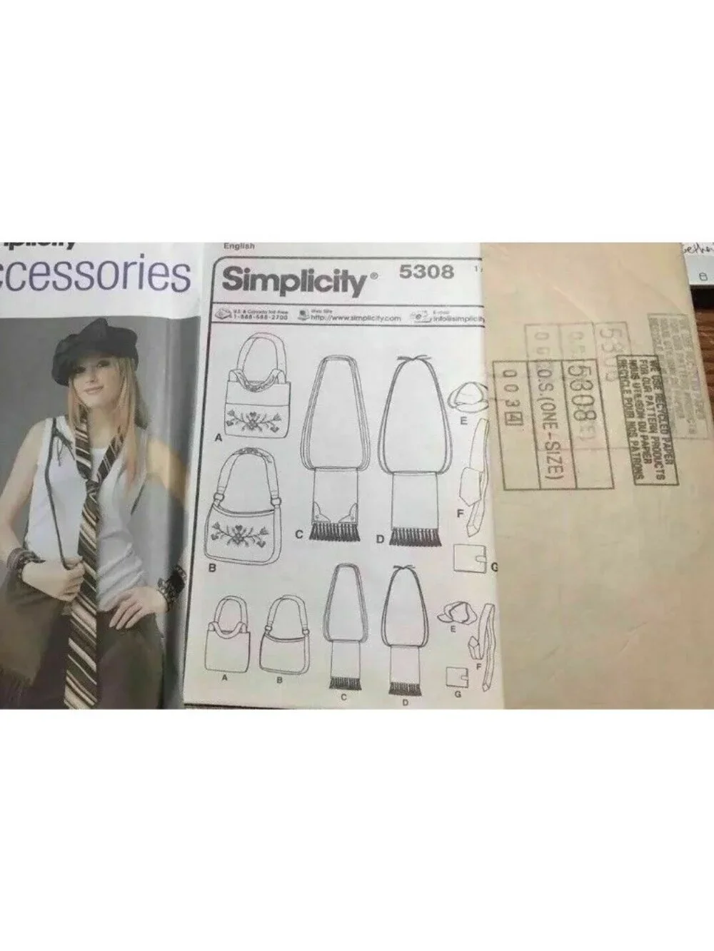 Vintage Sewing Pattern Simplicity 5308 Juniors Accessories Teresa Nordstrom Bags